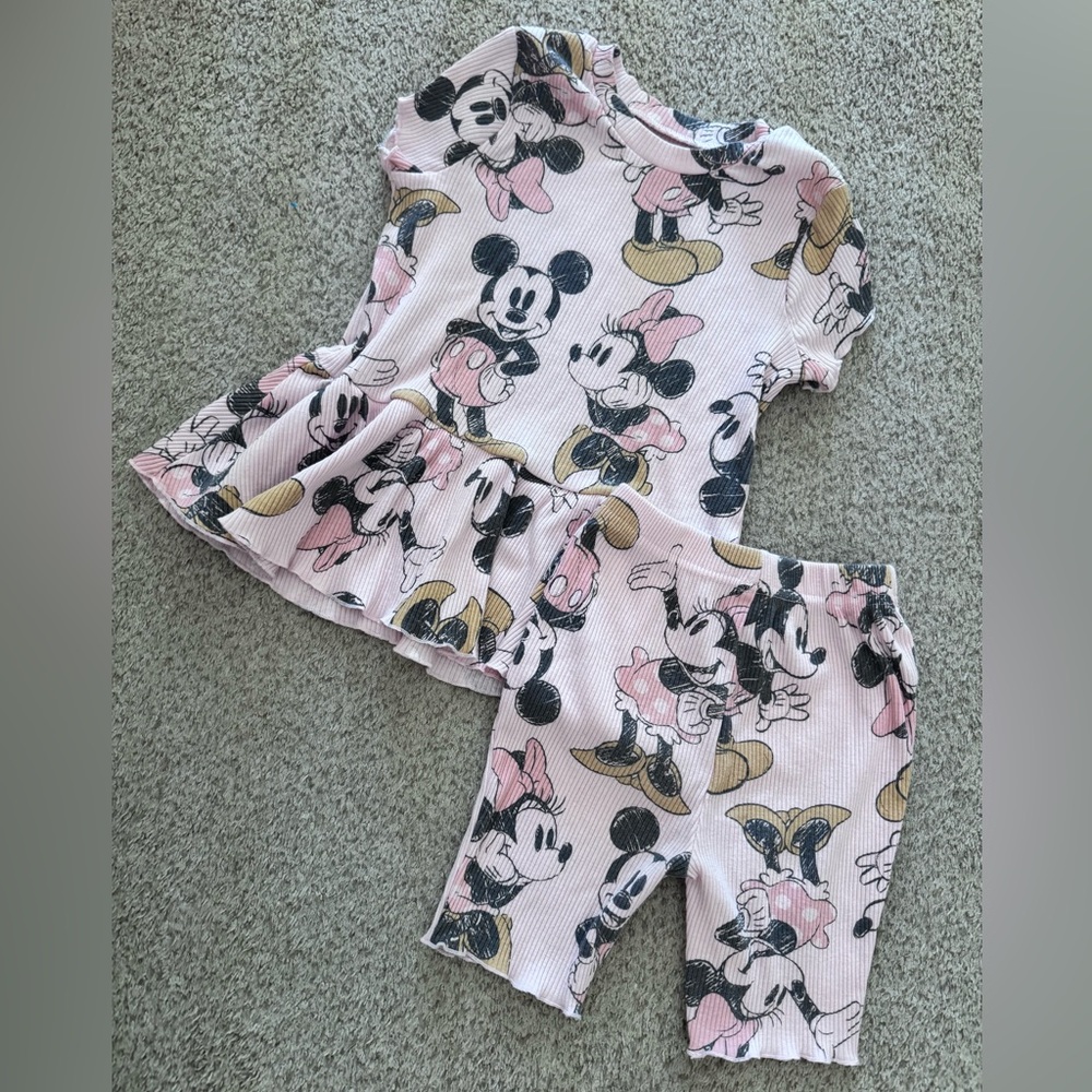 Pink Minnie & Mickey Print Set